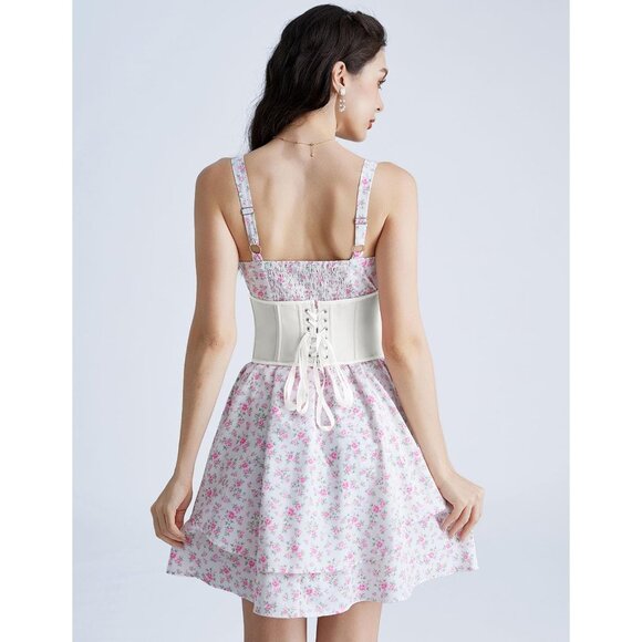 Women's White Suitable Casual Wear Fishbone Wide Waist Corset Pirate Belt - Picture 7 of 9